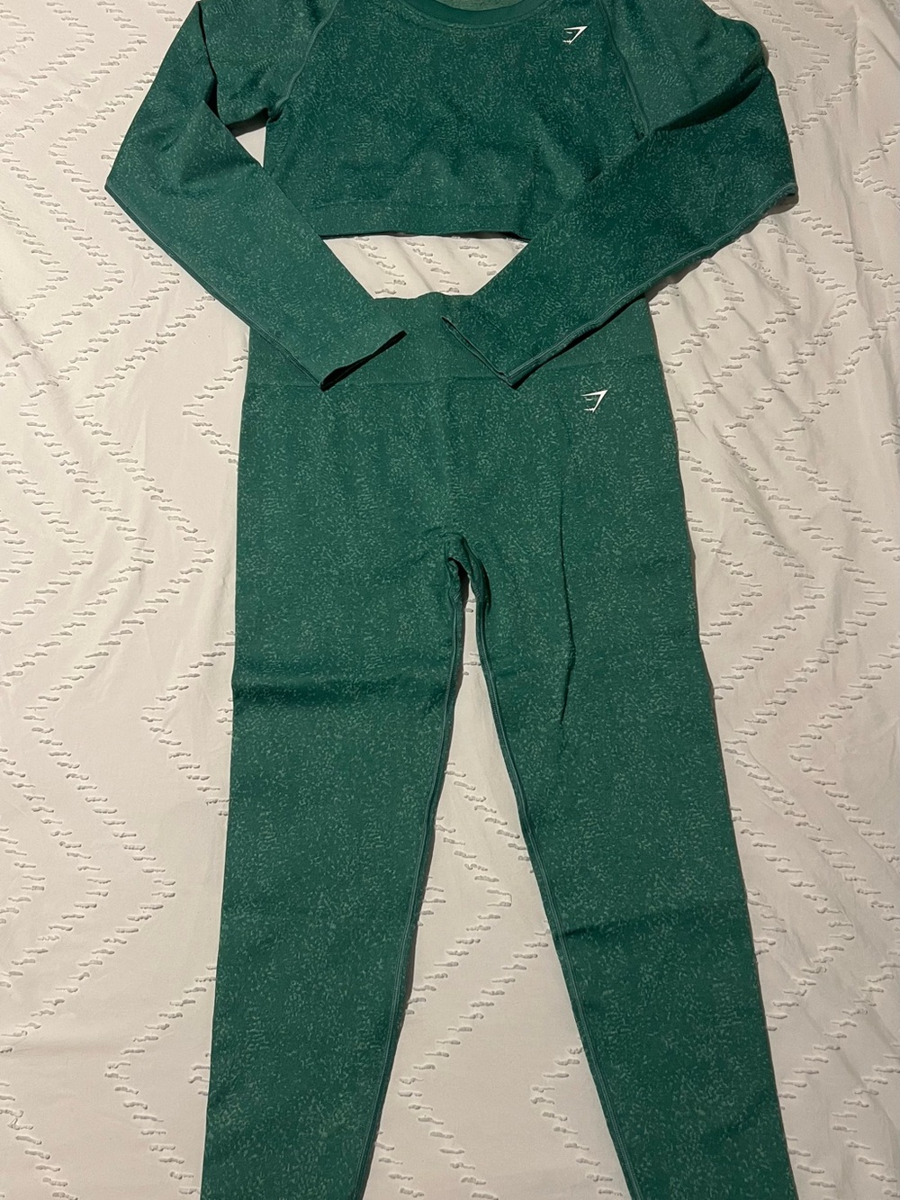 Gymshark Emerald Green Long-Sleeve Crop Top and High-Waist Leggings Set
